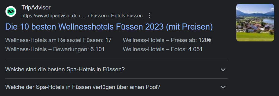 Hotel SEO Rich-Snippet Beispiel