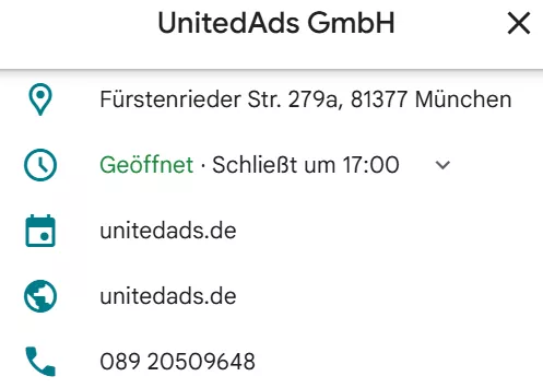 Google Unternehmensprofil NAP